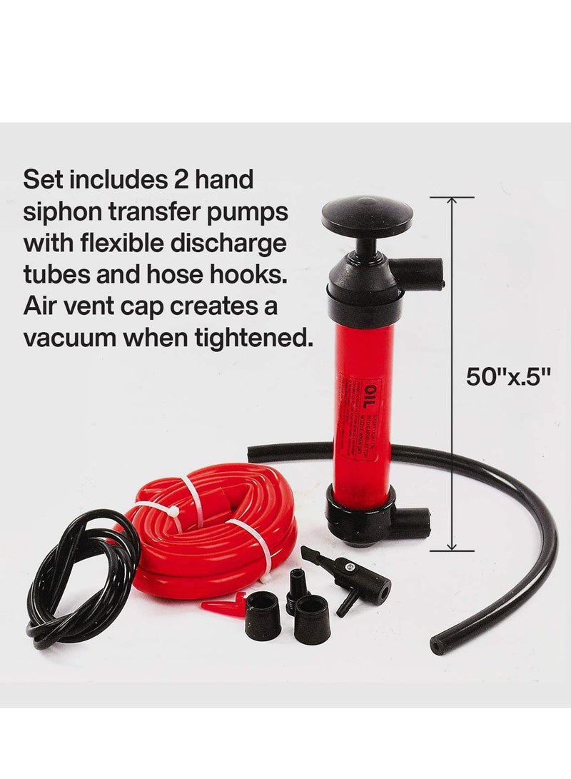 SYOSI مضخة يدوية سيفون، أدوات نقل السوائل، مجموعة مضخة نقل وقود سيفون متعددة الاستخدامات مع خرطومين، مضخة نقل السوائل للمياه والزيت والسوائل والهواء، مناسبة للسيارات والدراجات النارية وماكينات جز العشب - Image 4