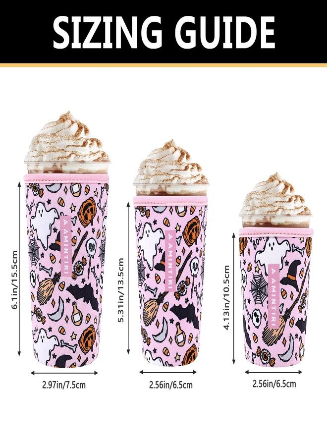 Amintiri 3 Pack Reusable Sleeve for Iced Coffee Cup, Coffee Neoprene Sleeve for Iced&Hot Drinks, Coffee Sleeve Compatible with Starbucks, Dunkin Coffee Cup. (Happy Halloween) - Image 3