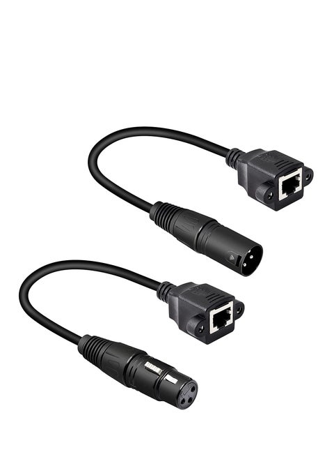 XLR 3pin to RJ45 Female Adapter Cable, XLR Male Network Connector Extension Cable Use Cat5 Ethernet for DMX-CON Controller Series-1.1Ft