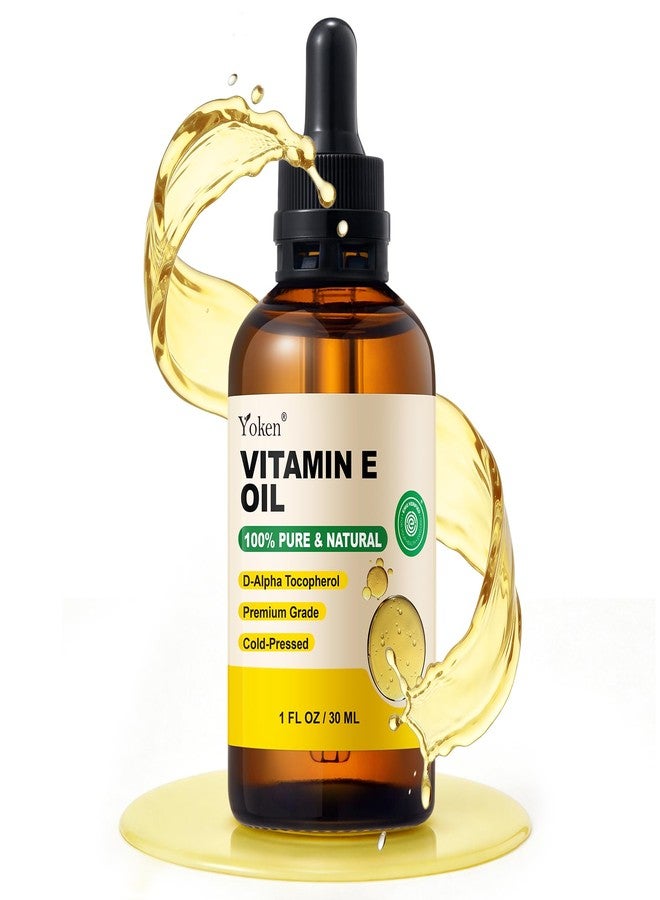 Yoken Pure Vitamin E Oil for Skin 1 Fl oz liquid Vitamine oils for Face Vitamina e Para La Cara Perfect Bath and Body Vit e oil for Hair Cold Pressed Hexane Free Formula - Image 1