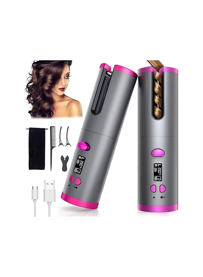 AURUZA Cordless Automatic Hair Curling Iron with Curling Iron Bar, Anti-Tangle, USB Rechargeable Rotating Curler, Suitable for Short and Long Hair, Heats Up Quickly - Image 1