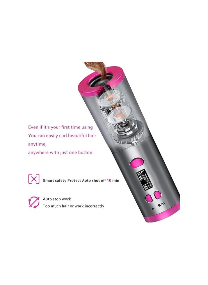 AURUZA Cordless Automatic Hair Curling Iron with Curling Iron Bar, Anti-Tangle, USB Rechargeable Rotating Curler, Suitable for Short and Long Hair, Heats Up Quickly - Image 2