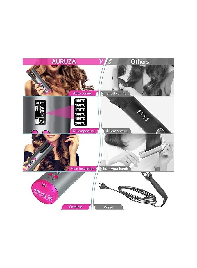 AURUZA Cordless Automatic Hair Curling Iron with Curling Iron Bar, Anti-Tangle, USB Rechargeable Rotating Curler, Suitable for Short and Long Hair, Heats Up Quickly - Image 4