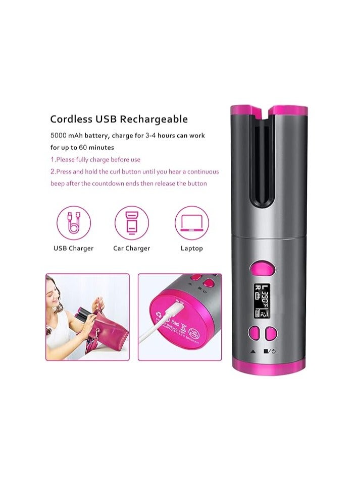 AURUZA Cordless Automatic Hair Curling Iron with Curling Iron Bar, Anti-Tangle, USB Rechargeable Rotating Curler, Suitable for Short and Long Hair, Heats Up Quickly - Image 5