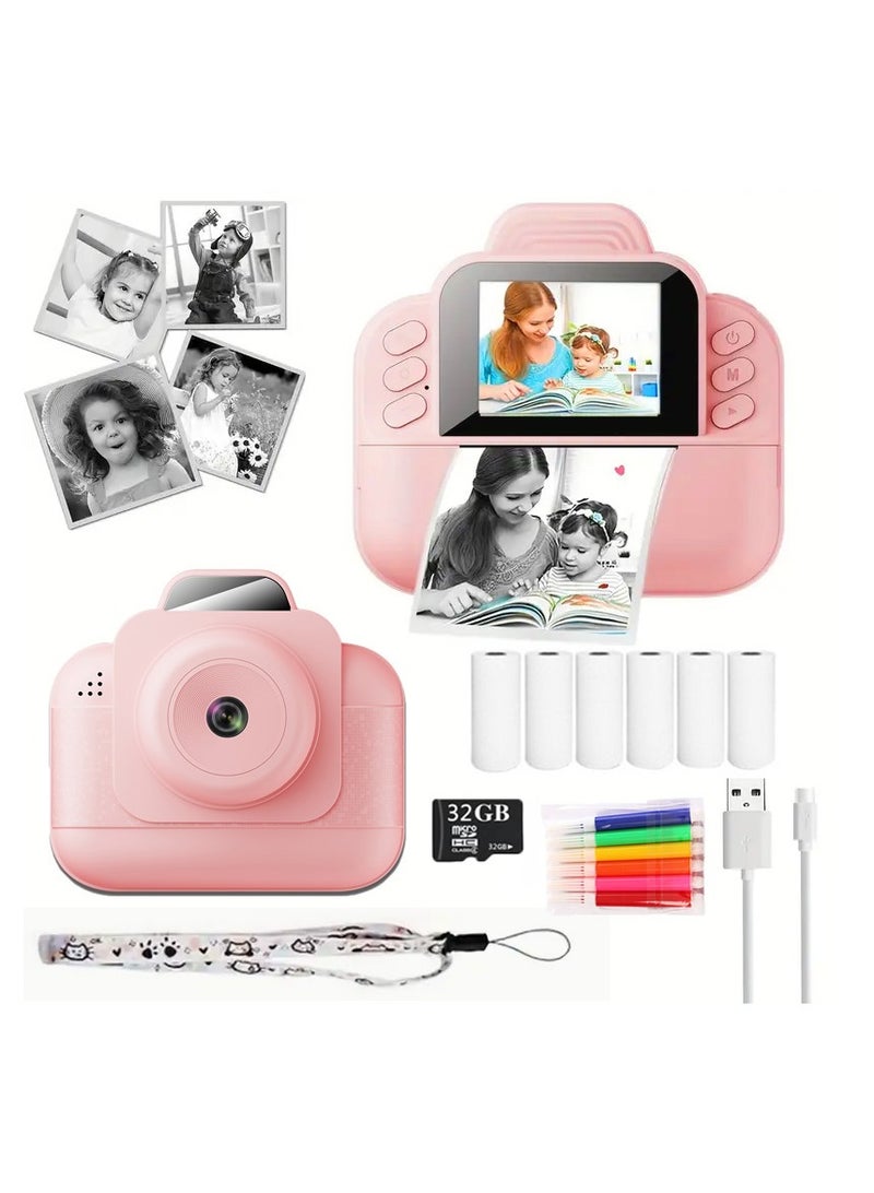 Kids Camera, 1080P Instant Printing Dual Camera, Photo Video, 2.4 Inch IPS LCD Screen, Built-in 1800mAh Battery, 32G TF Card, Birthday Festival Gift for Kids  - Image 1