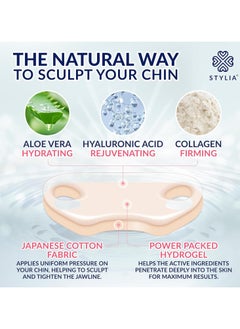 Stylia Stylia Double Chin Mask - V Line Chin Strap - Lifting Collagen Face Mask with Hyaluronic Acid & Aloe Vera - Face Lift Tape Jawline Shaper - Self Care Gifts for Women - Face Masks Skincare - 7PC  - Image 2