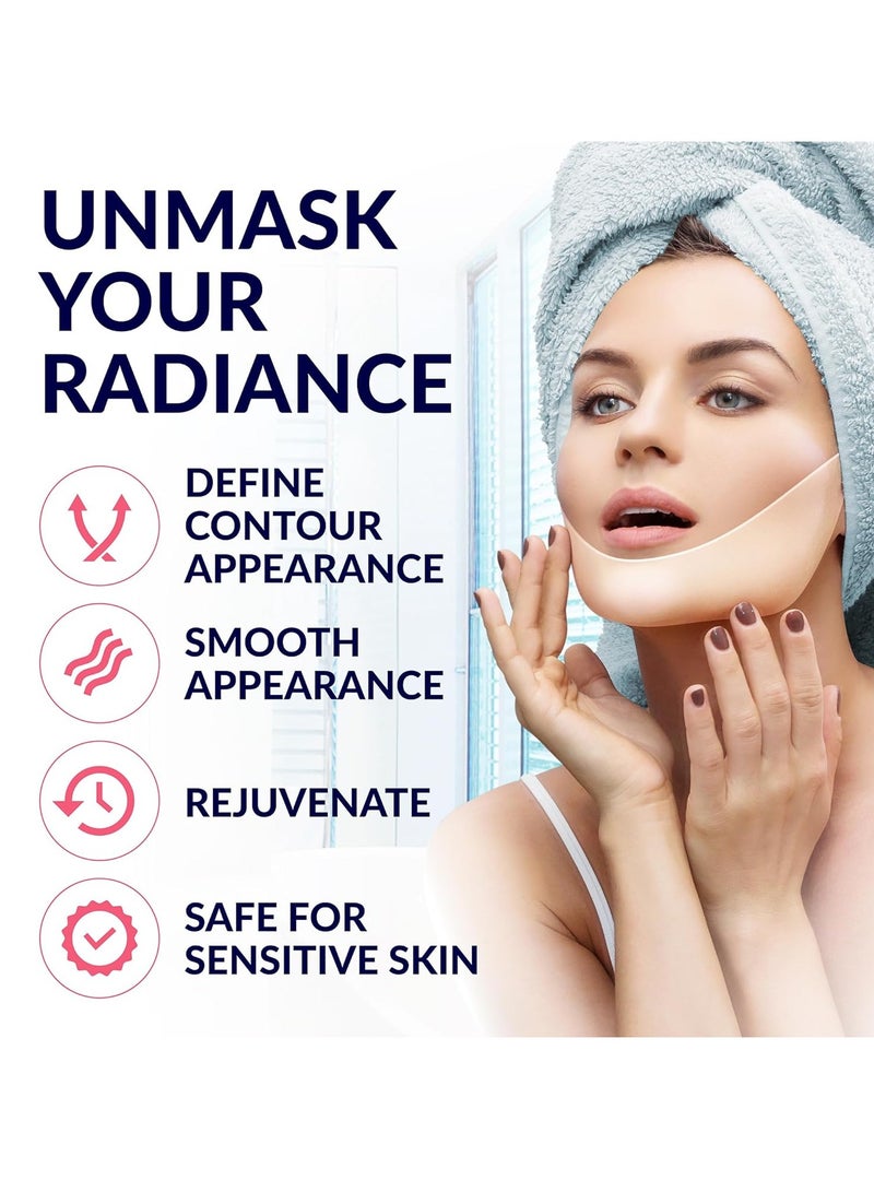 Stylia Stylia Double Chin Mask - V Line Chin Strap - Lifting Collagen Face Mask with Hyaluronic Acid & Aloe Vera - Face Lift Tape Jawline Shaper - Self Care Gifts for Women - Face Masks Skincare - 7PC  - Image 3
