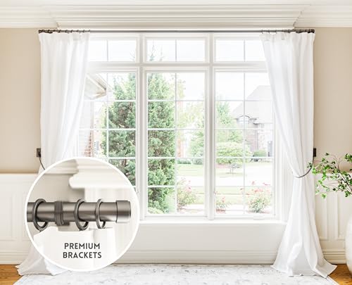 BlastHome Luxury Adjustable Curtain Rod Brackets Premium Quality Heavy Metal Replacement Accessory Signature Collection Set of Two Fits Up to 1 14 Diameter Curtain Rods Matte Graphite - Image 3