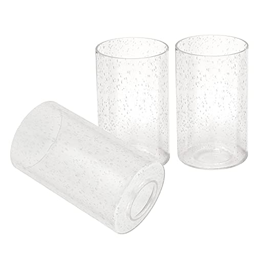 Voguad Seeded Glass Lamp Shade 3 Pack, Clear Cylinder Glass Shade for Light Fixture Replacement Globe for Pendant Light Wall Sconce Chandelier, 1 5/8 inch Fitter - Image 1