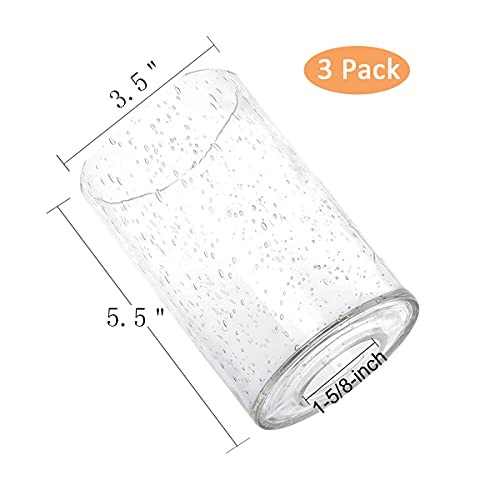Voguad Seeded Glass Lamp Shade 3 Pack, Clear Cylinder Glass Shade for Light Fixture Replacement Globe for Pendant Light Wall Sconce Chandelier, 1 5/8 inch Fitter - Image 2