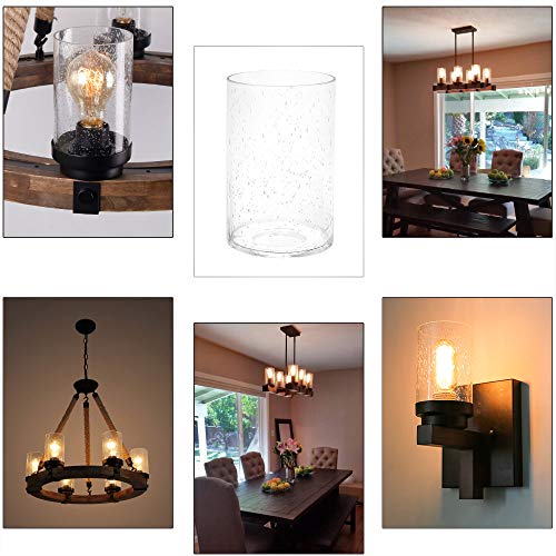 Voguad Seeded Glass Lamp Shade 3 Pack, Clear Cylinder Glass Shade for Light Fixture Replacement Globe for Pendant Light Wall Sconce Chandelier, 1 5/8 inch Fitter - Image 3