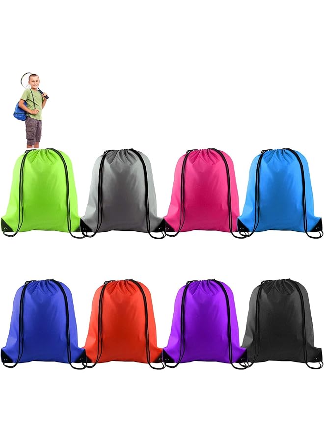 PROMASS Drawstring Backpack, 8 Pcs Waterproof Drawstring Gym Bag String Swimming Bag For Adults And Kids, Folding Beach School Sport Toiletry Trainer Bag Travel Organiser Bag For Clothes Shoes - Image 1