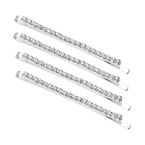 Mia Rhinestone Bobby Pins, Hair Pins, Hair Accessories, Silver w/ Sparkly Shiny, Round, Glass Crystals, For Women, Teens, Dress Up 4 pcs - Image 5