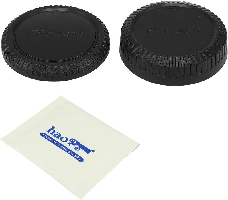 Haoge طقم غطاء جسم الكاميرا وغطاء العدسة الخلفي لكاميرات فوجي فيلم X FX مثل X-Pro1 X-Pro2 X-Pro3 X-T1 X-T2 X-T3 XT4 XE4 X-T10 X-T20 X-T30 X-E2 X-E2s X-E3 X-A10 X-A20 X-H1 X-A5 X-T100 - Image 1