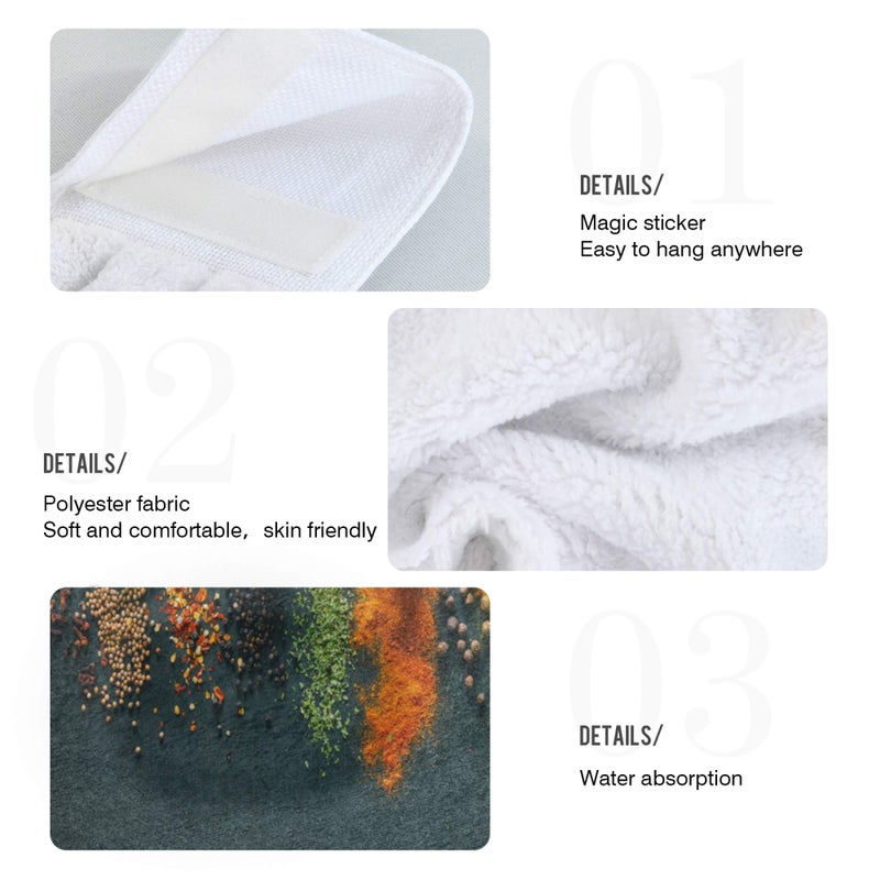 Aslsiy Retro Cooking Herbs Spices Hanging Kitchen Towels Fork Spoon Soup Ladle Bathroom Hand Tie Towel Fast Drying Dish Tea Towels for Bath Tabletop Gym Home Decor Set of 2 - Image 5