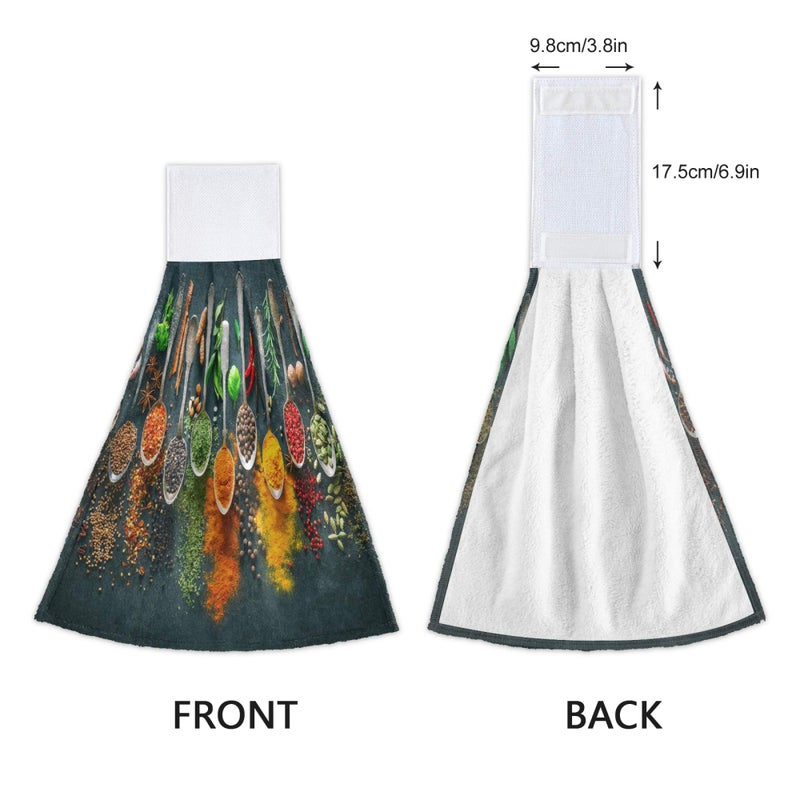Aslsiy Retro Cooking Herbs Spices Hanging Kitchen Towels Fork Spoon Soup Ladle Bathroom Hand Tie Towel Fast Drying Dish Tea Towels for Bath Tabletop Gym Home Decor Set of 2 - Image 4