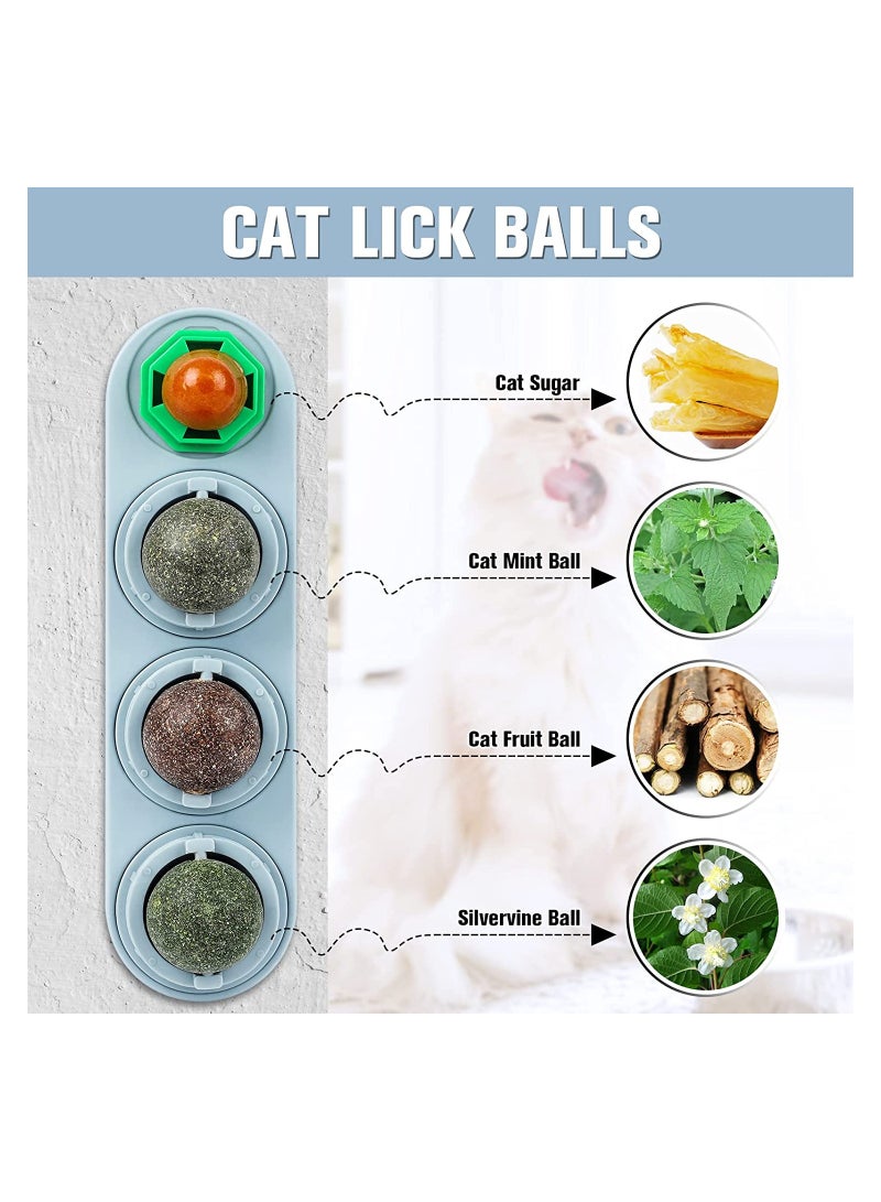 SYOSI Catnip Ball Toy Natural Edible Snacks Rotatable Licking Treats Stick-on Wall for Cat Indoor Cats Kitten Kitty Chewing Cleaning Teeth - Image 3