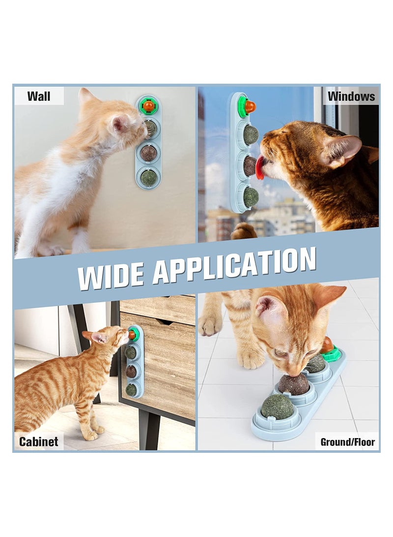 SYOSI Catnip Ball Toy Natural Edible Snacks Rotatable Licking Treats Stick-on Wall for Cat Indoor Cats Kitten Kitty Chewing Cleaning Teeth - Image 2