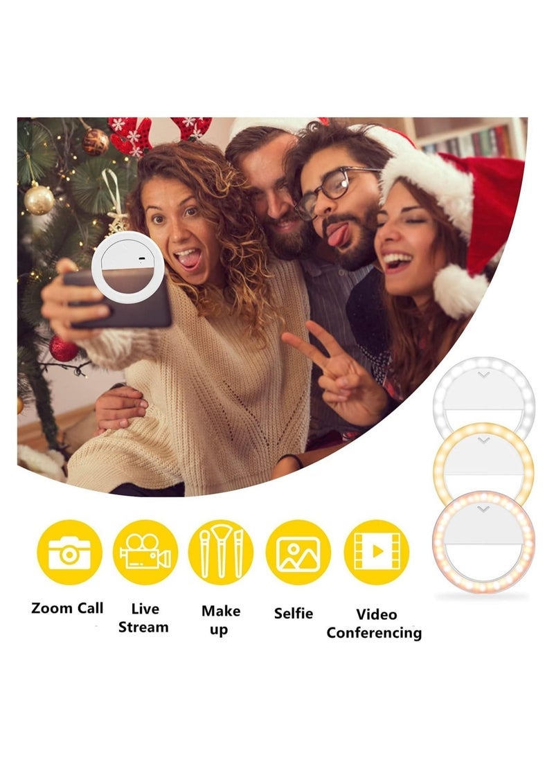 Gravity Selfie Ring Lights LED Circle Phone Light for Laptop Camera Photography Video Clip On Rechargeable Mini Light for Zoom Call Selfie, - Image 2