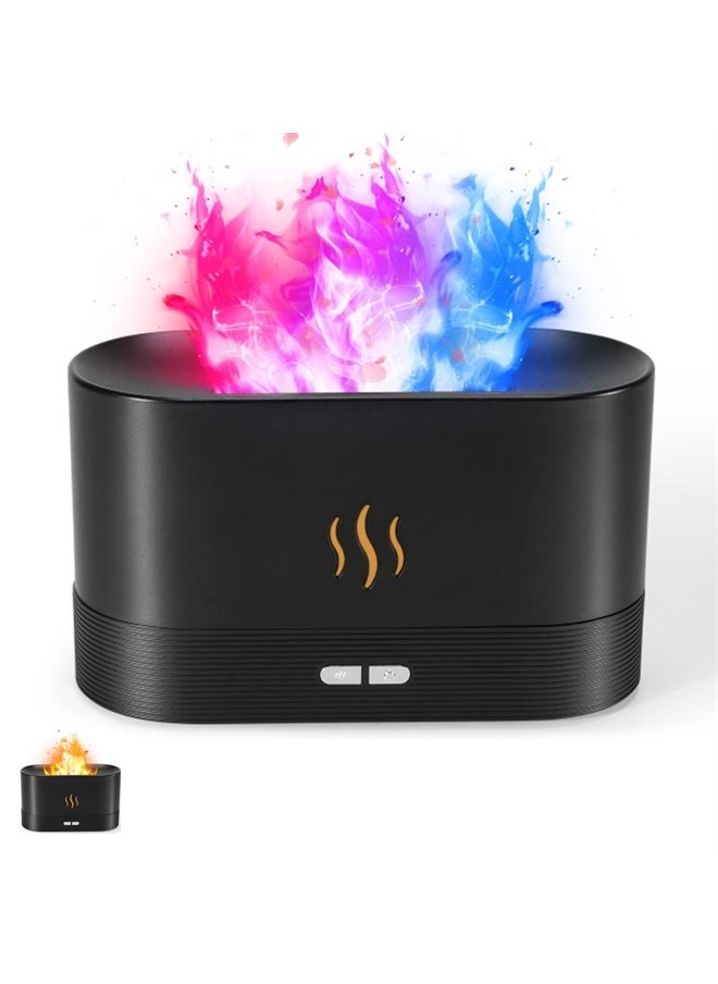SENMUL Colorful Flame Air Aroma Diffuser Humidifier, Upgraded 7 Flame Colors Noiseless Essential Oil Diffuser for Home,Office,Yoga with Auto-Off Protection 180ml (8Hours Black)  - Image 1