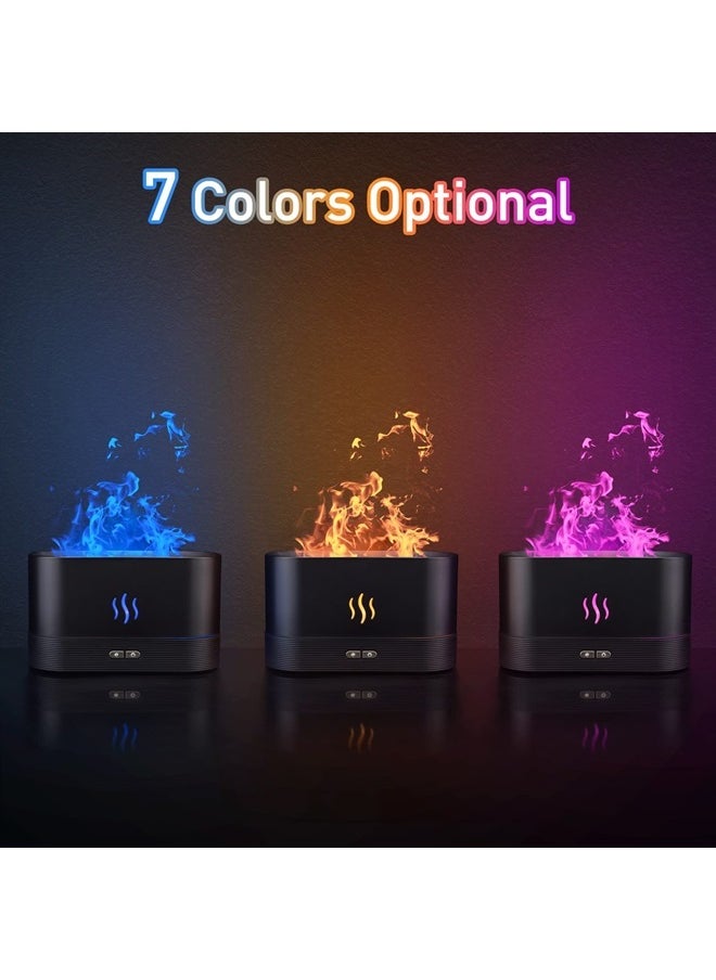 SENMUL Colorful Flame Air Aroma Diffuser Humidifier, Upgraded 7 Flame Colors Noiseless Essential Oil Diffuser for Home,Office,Yoga with Auto-Off Protection 180ml (8Hours Black)  - Image 2