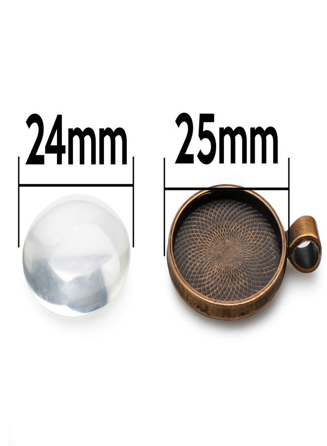 باستكس صينية باستكس المعلقة، ٤٠ قطعة. ٨ ألوان، بإطار دائري. تتضمن ٤٠ قبة زجاجية كابوشون. قطرها ٢٥ مم / بوصة واحدة. - Image 3