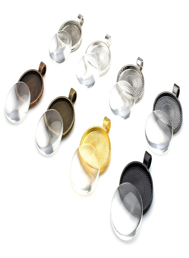 باستكس صينية باستكس المعلقة، ٤٠ قطعة. ٨ ألوان، بإطار دائري. تتضمن ٤٠ قبة زجاجية كابوشون. قطرها ٢٥ مم / بوصة واحدة. - Image 2