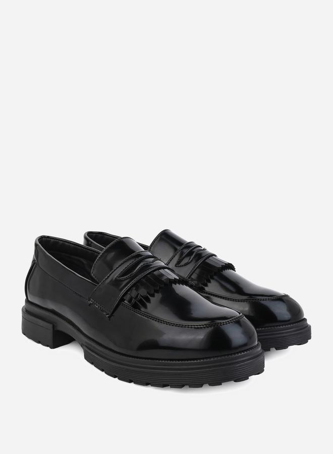 Styli Faux Leather Frill Detail Penny Loafers - Image 2