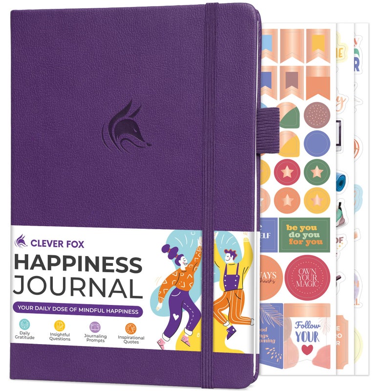 Clever Fox Happiness Notebook â€“ Daily Positivity Journal for Women with Prompts & Positive Quotes â€“ Affirmation & Self Esteem Gifts (Purple) - Image 1