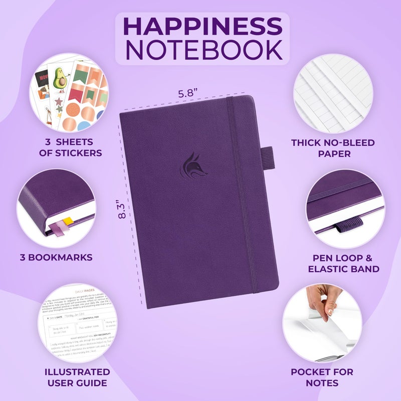 Clever Fox Happiness Notebook â€“ Daily Positivity Journal for Women with Prompts & Positive Quotes â€“ Affirmation & Self Esteem Gifts (Purple) - Image 2