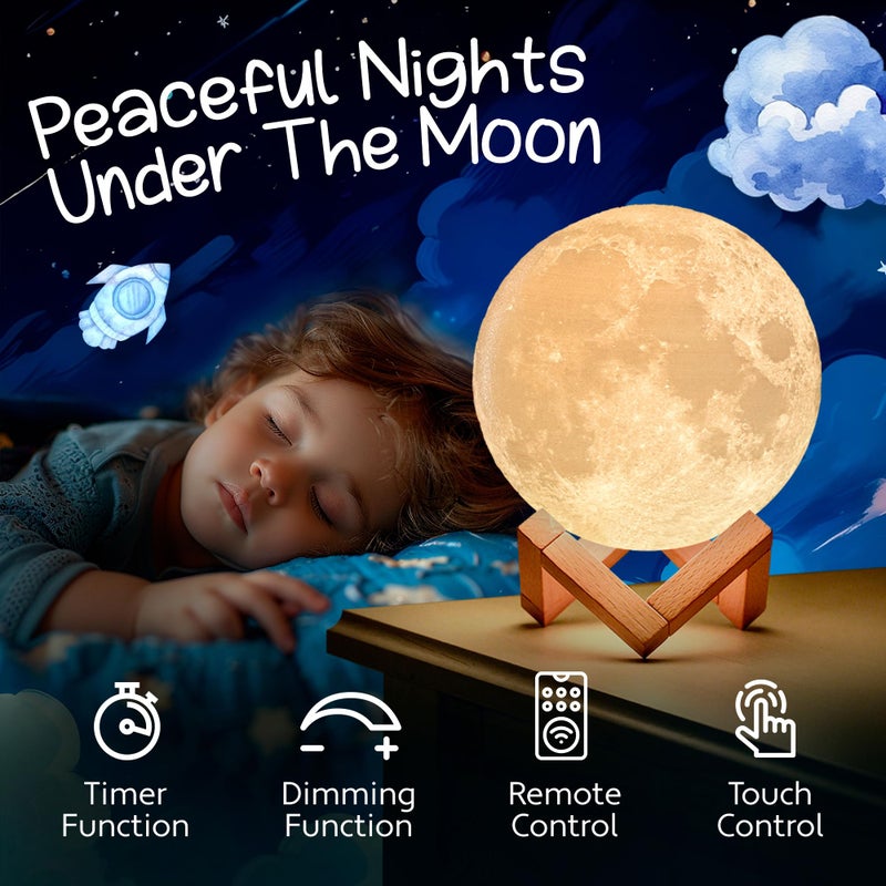 Mind-Glowing Moon Lamp - 3D Moon Night Light for Kids Bedroom - Globe Nightlight with Multi Color LED, Touch/Remote Control - Birthday Gift for Any Year Old Girls & Boys - Space Decor (4.7 inch) - Image 2