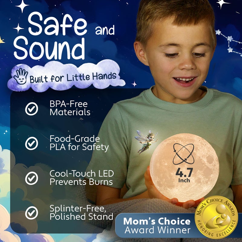 Mind-Glowing Moon Lamp - 3D Moon Night Light for Kids Bedroom - Globe Nightlight with Multi Color LED, Touch/Remote Control - Birthday Gift for Any Year Old Girls & Boys - Space Decor (4.7 inch) - Image 5