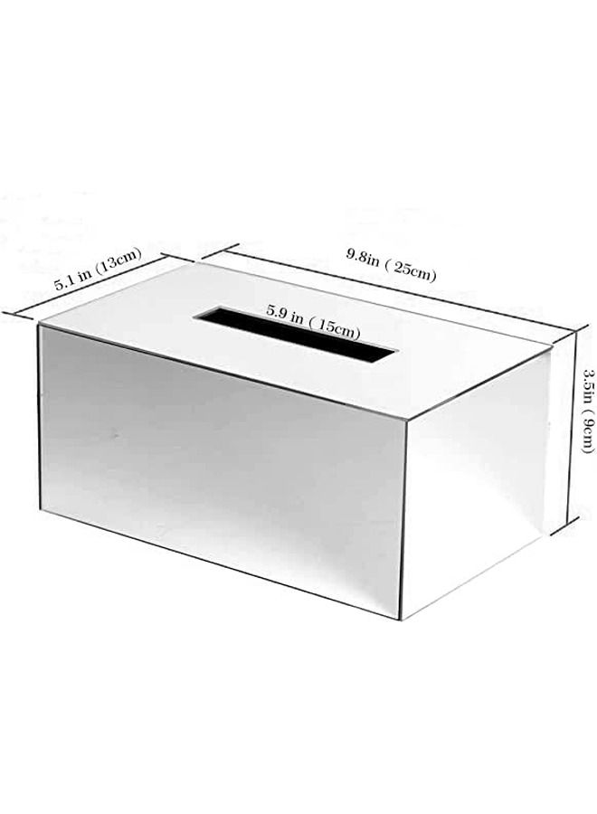 Lamsit Ibdaa LAMSIT IBDAA Acrylic Tissue Box Holder Case Storage Case Mirror Box Napkin Holder Organizer Rectangle 25x13x9 cm Silver Mirror  - Image 5
