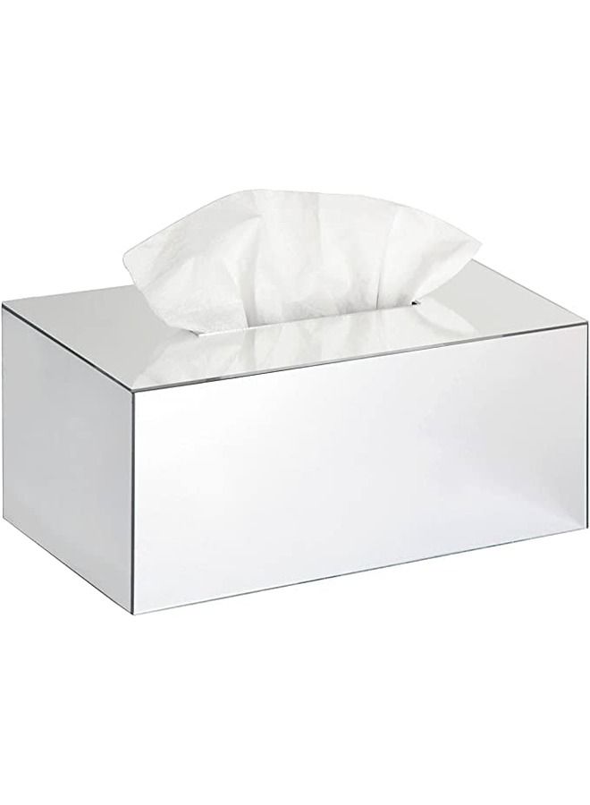Lamsit Ibdaa LAMSIT IBDAA Acrylic Tissue Box Holder Case Storage Case Mirror Box Napkin Holder Organizer Rectangle 25x13x9 cm Silver Mirror  - Image 2
