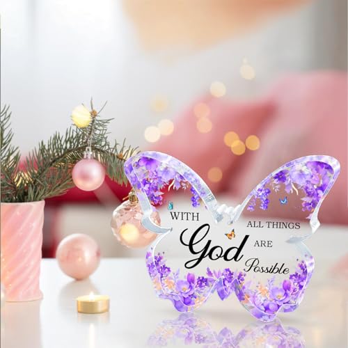 TAGDANK Purple Office Desk Accessories Decor Office Supplies Desk Decor for Women Purple Gifts for Women Butterfly Acrylic Signs Decorations Inspirational Butterfly Gifts for Birthday Christmas - Image 2