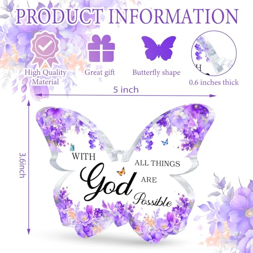 TAGDANK Purple Office Desk Accessories Decor Office Supplies Desk Decor for Women Purple Gifts for Women Butterfly Acrylic Signs Decorations Inspirational Butterfly Gifts for Birthday Christmas - Image 5