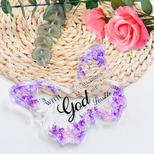 TAGDANK Purple Office Desk Accessories Decor Office Supplies Desk Decor for Women Purple Gifts for Women Butterfly Acrylic Signs Decorations Inspirational Butterfly Gifts for Birthday Christmas - Image 4