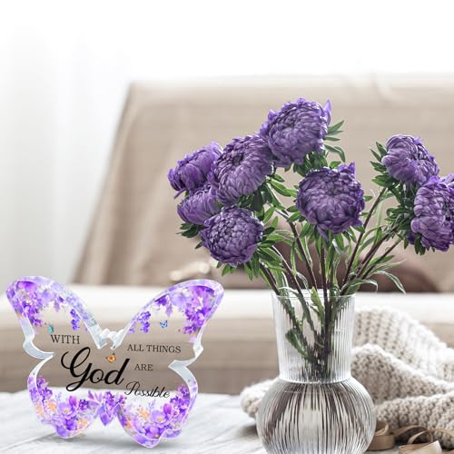 TAGDANK Purple Office Desk Accessories Decor Office Supplies Desk Decor for Women Purple Gifts for Women Butterfly Acrylic Signs Decorations Inspirational Butterfly Gifts for Birthday Christmas - Image 3