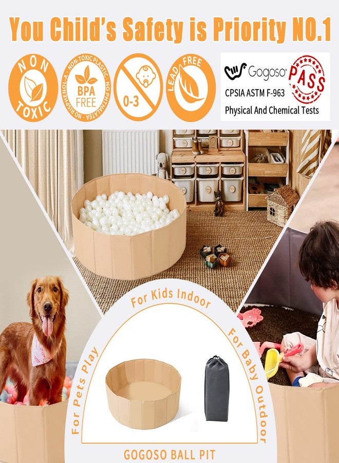 Gogoso Ball Pits for Toddlers, Play Pool with Storage Bag for Baby Girls Boys Kids as Play Yard, Baby Playpen, Fence, Oxford Cloth Portable & Foldable Ball Pool, Beige - Image 2