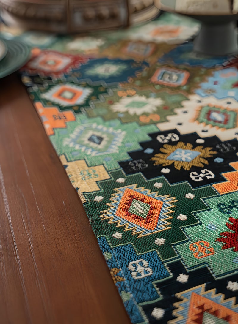 Diamond Geometric Tassel Tea Flag Dinner Flag Table Runner for Kitchen Restaurant Coffee Table Indoor Outdoor Party Decoration, 13x71 Inch - Image 2