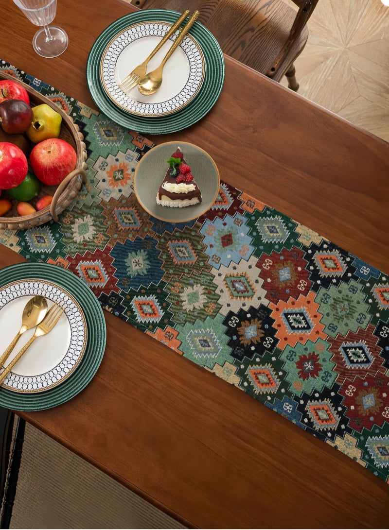 Diamond Geometric Tassel Tea Flag Dinner Flag Table Runner for Kitchen Restaurant Coffee Table Indoor Outdoor Party Decoration, 13x71 Inch - Image 3