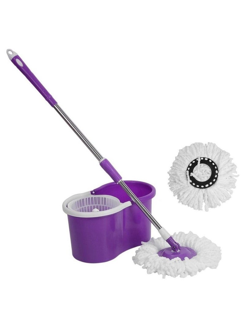 DubaiGallery - 360° Rotating Mop With Bucket Dual Mop Heads Use Squeeze Rotating Mop To Quickly Dispensing Rag Floor Mop And Washing Floor Mop Purple - Image 1