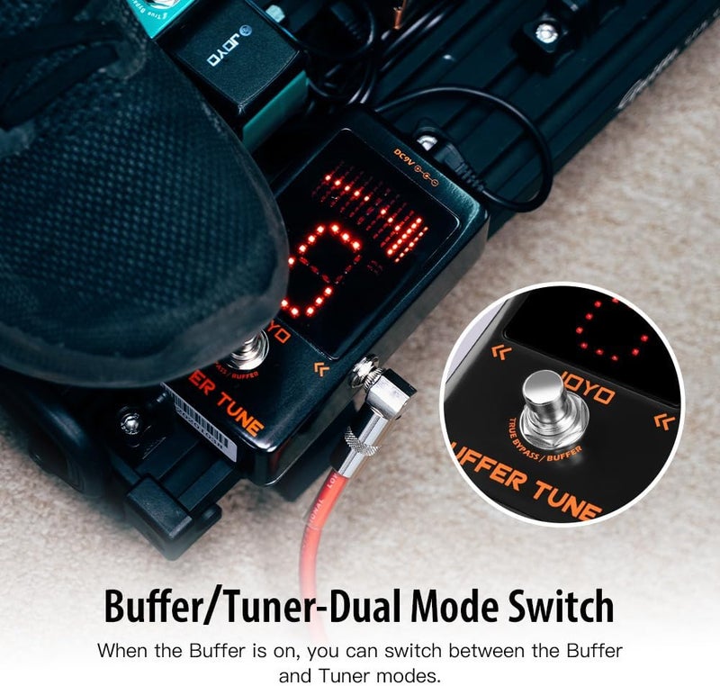 JOYO Tuner Pedal with Built-In BUFFER, Compact Guitar Pedal with Accurate Tuning Mode and LED Screen for Bass Electric Guitar - True Bypass(Buffer Tune JF-19) - Image 1