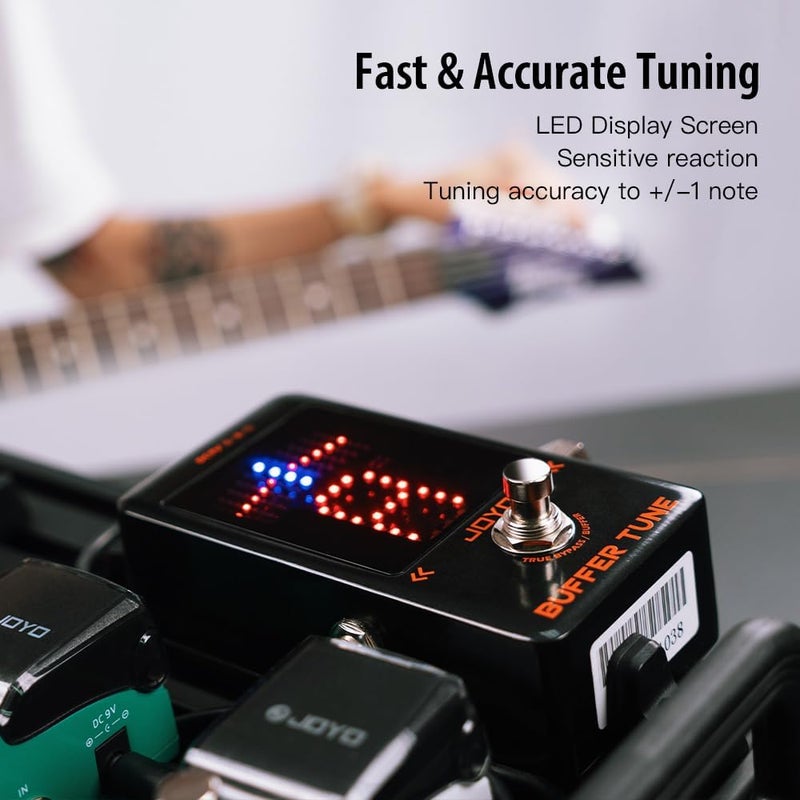 JOYO Tuner Pedal with Built-In BUFFER, Compact Guitar Pedal with Accurate Tuning Mode and LED Screen for Bass Electric Guitar - True Bypass(Buffer Tune JF-19) - Image 3