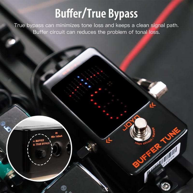 JOYO Tuner Pedal with Built-In BUFFER, Compact Guitar Pedal with Accurate Tuning Mode and LED Screen for Bass Electric Guitar - True Bypass(Buffer Tune JF-19) - Image 2