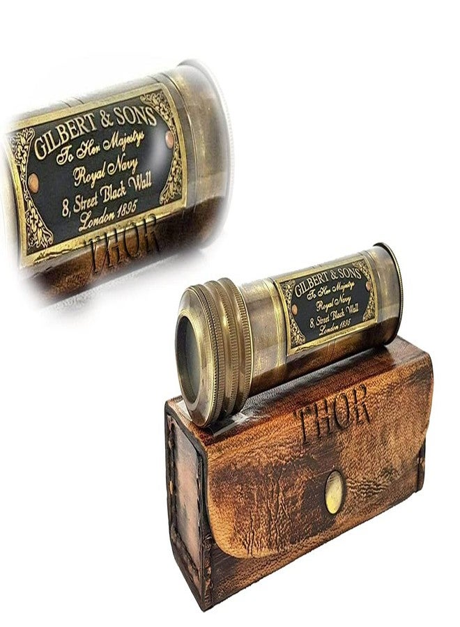 THOR INSTRUMENTS Handmade Antique Brass Working Kaleidoscope with Brown Leather Case Gift for Everyone Rustic Vintage Home Decor Gifts - Image 1
