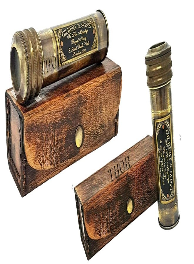 THOR INSTRUMENTS Handmade Antique Brass Working Kaleidoscope with Brown Leather Case Gift for Everyone Rustic Vintage Home Decor Gifts - Image 2