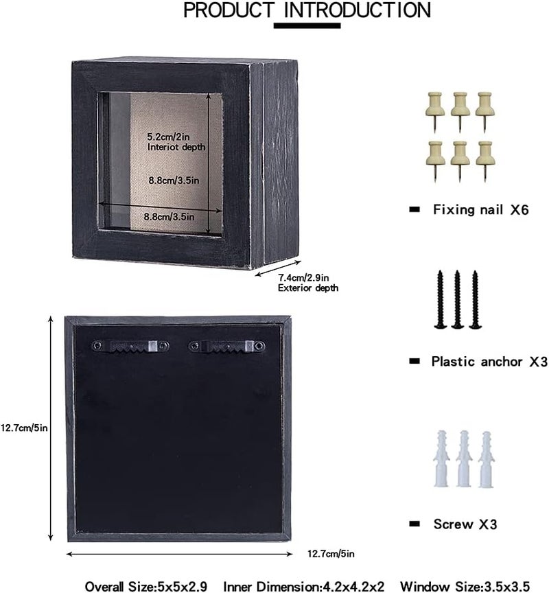 Freezing point إطار صندوق الظل بنقطة التجمد مقاس 5×5 خزانة عرض صندوق الظل مع ظهر كتاني لتذكارات الجوائز باقة الصور صندوق ذاكرة الطفل للحفاظ على التذكارات صندوق صغير لطبعة القدم والدبابيس - Image 5
