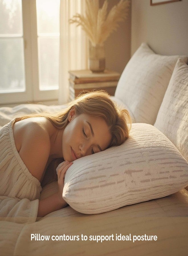 Clara Clark King Size Memory Foam Pillows 2 Pk, Adjustable Pillow Shredded Memory Foam Pillows for Back, Stomach & Side Sleeper, CertiPUR-US, Removable Washable Bamboo Rayon Cover, White - Image 5