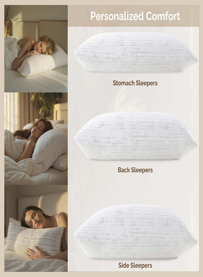 Clara Clark King Size Memory Foam Pillows 2 Pk, Adjustable Pillow Shredded Memory Foam Pillows for Back, Stomach & Side Sleeper, CertiPUR-US, Removable Washable Bamboo Rayon Cover, White - Image 3